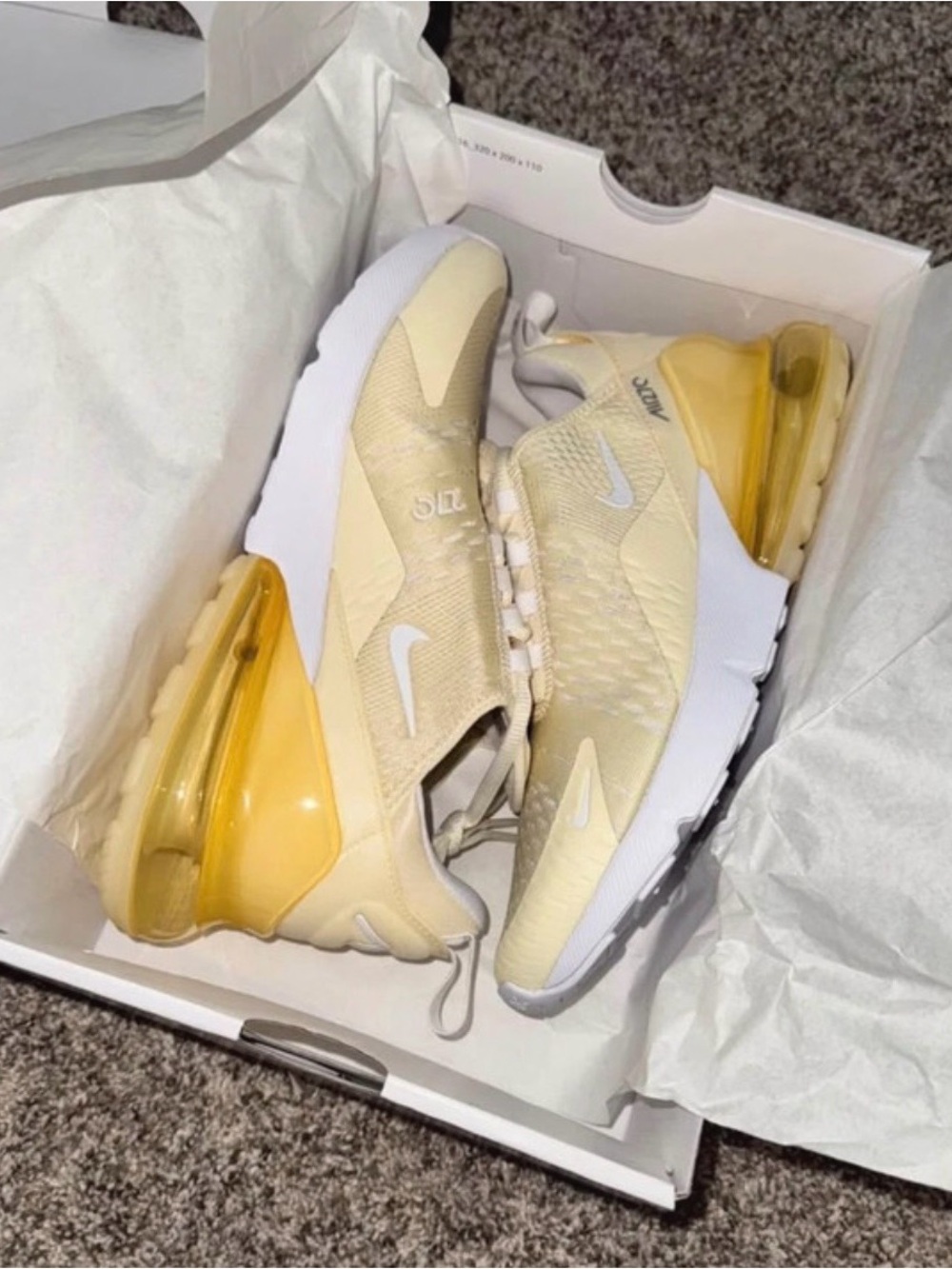 Nike Women's Air Max 270 — Cream and Yellow Sneakers